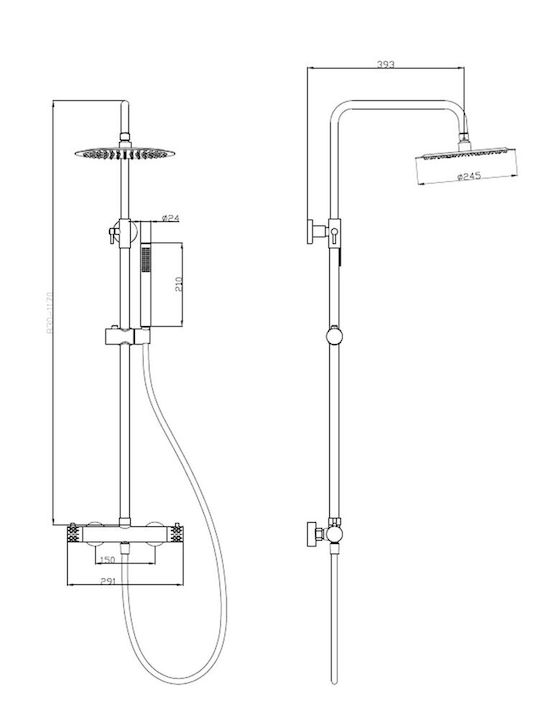 Sparke Duschsäule mit Armatur Schwarz