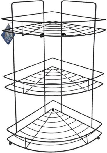 TnS Ecke An der Wand montiert Badezimmerregal Metallisch mit 2 Regalböden 22x22x37cm Schwarz