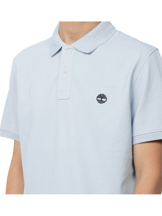 Millers River Pique Polo Herrenbluse Kurzarm Hellblau
