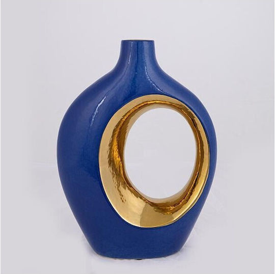 Eurolamp Ceramic Blue Vase W22.2xH30cm Eurolamp Ceramic Blue Vase W22.2xH30cm