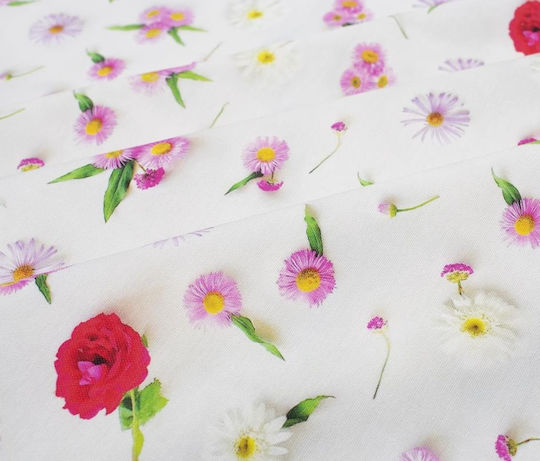 Dimcol Față de masă Rezistent la pete Set 2buc Daisies 463 White-pink 140x300cm