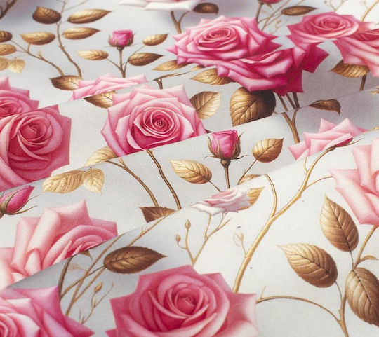 Tablecloth Stain Resistant Roses 465 Grey-pink 180x300cm