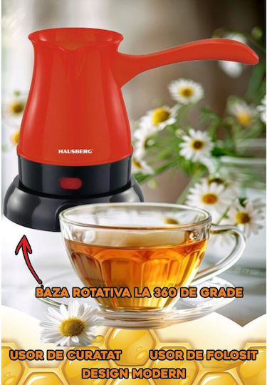 Hausberg HB-3810RS Ηλεκτρικό Μπρίκι 600W με Χωρητικότητα 300ml Κόκκινο