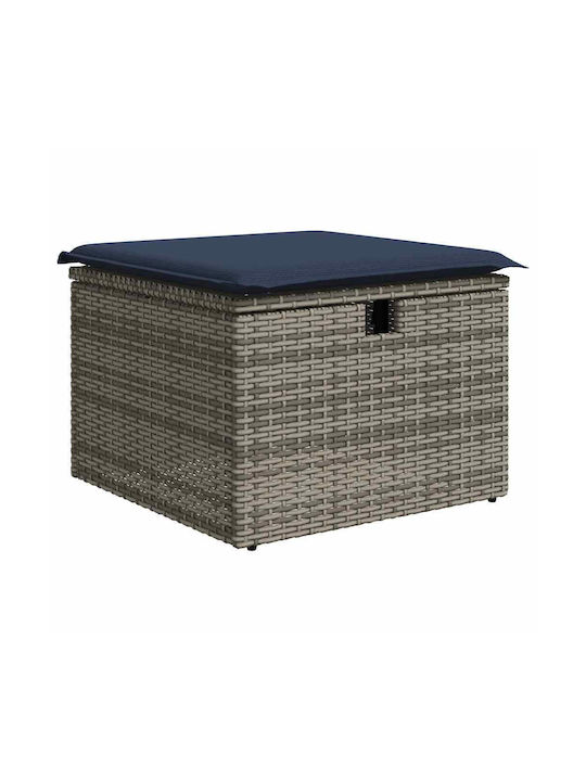 Gartenhocker Würfel Außeneinsatz Rattan mit Grauem Kissen 2 Stück 55x55x37cm