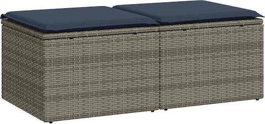 Σκαμπό Rattan 2τμχ 55x55x37cm