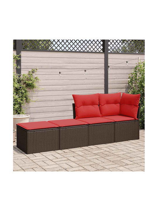 Garden Stool Cube Outdoor Rattan with Cushion Brown 2 Pieces 55x55x37cm