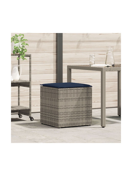 Σκαμπό Rattan Γκρι Και Ναυτικό 50x50x50cm Σκαμπό Rattan Γκρι Και Ναυτικό 50x50x50cm