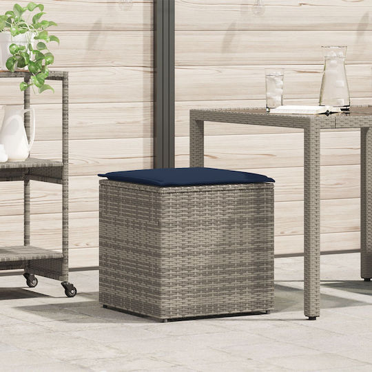 Σκαμπό Rattan Γκρι Και Ναυτικό 50x50x50cm Σκαμπό Rattan Γκρι Και Ναυτικό 50x50x50cm