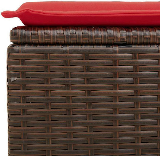 Garden Stool Cube Outdoor Rattan with Cushion Brown 2 Pieces 55x55x37cm