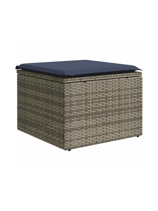 Gartenhocker Würfel Außeneinsatz Rattan mit Grauem Kissen 2 Stück 55x55x37cm