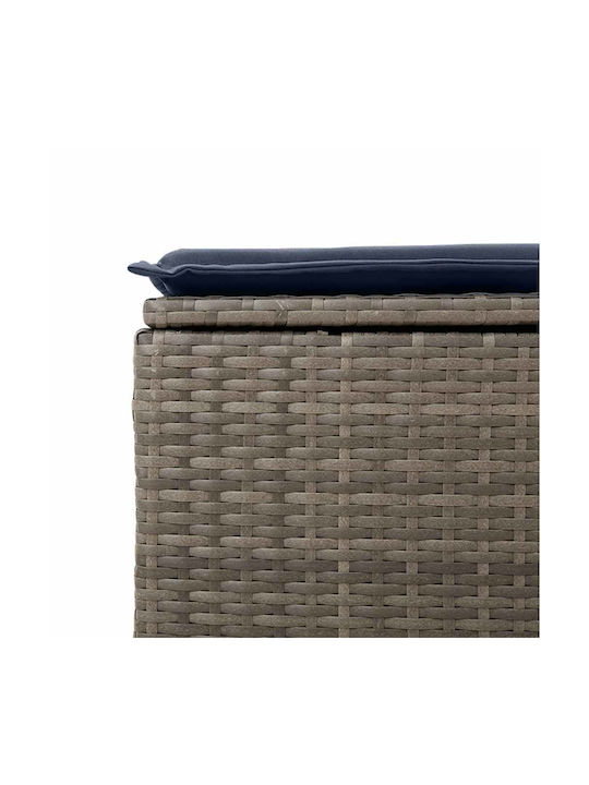 Gartenhocker Würfel Außeneinsatz Rattan mit Grauem Kissen 2 Stück 55x55x37cm