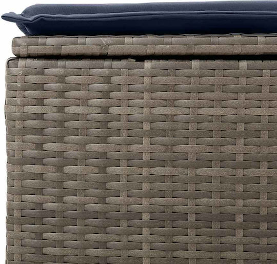 Garden Stool Cube Outdoor Rattan with Cushion Grey 2 Pieces 55x55x37cm