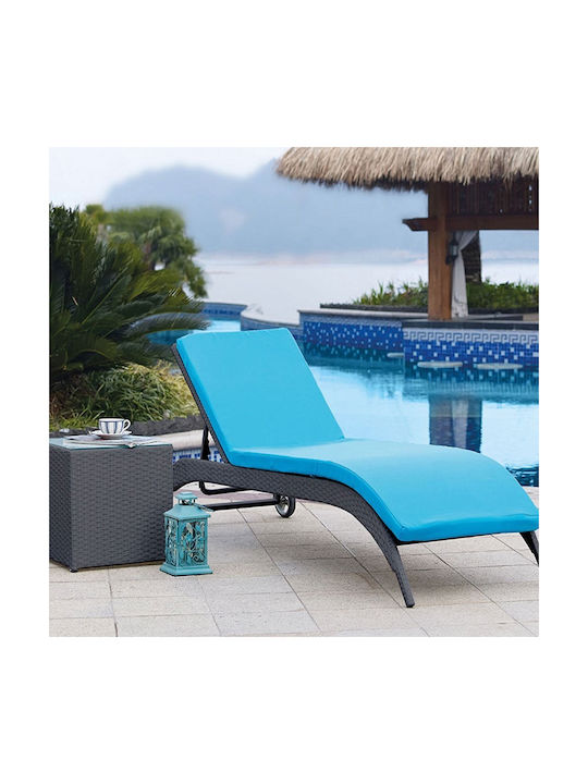 Liegestuhl Rattan mit Kissen & Rädern S/2 mit Tisch 2Stück 195x58x84cm.