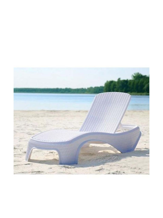 Liegestuhl Rattan Atlantic Weiß 197x74x36cm.