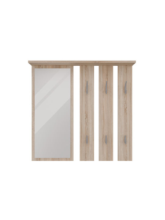 Topeshop Стенна Закачалка Дървена 6 Места Дъб 85x15x82см