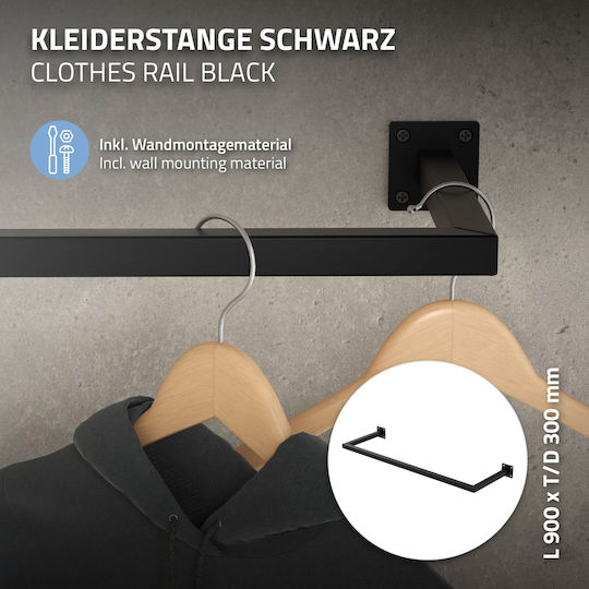 ML-Design Wandhalterung Metall Schwarz 30x90cm