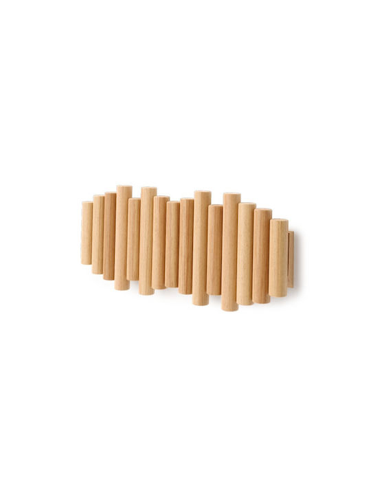 Umbra Κρεμάστρα Τοίχου Picket Rail Hook Natural Ξύλινη 5 Θέσεων Μπεζ 38x4.4x16.5cm