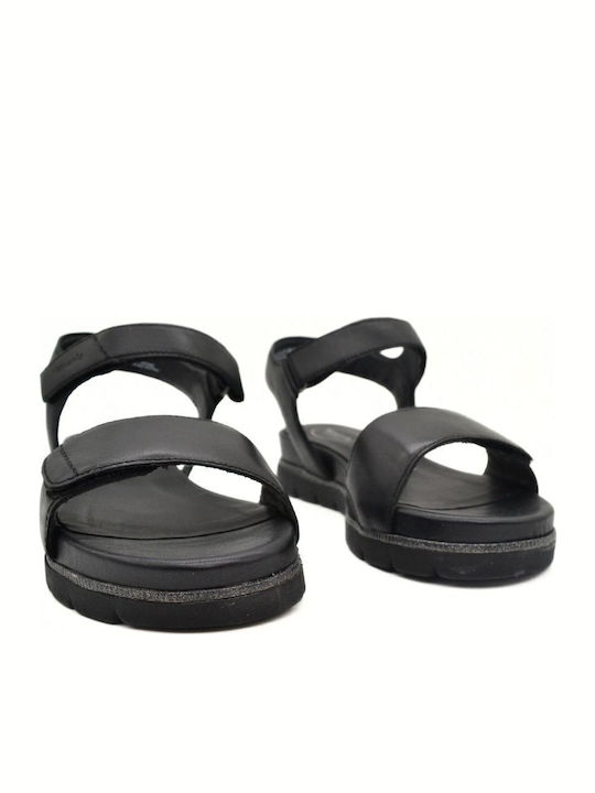 Leather Women's Flat Sandals Black