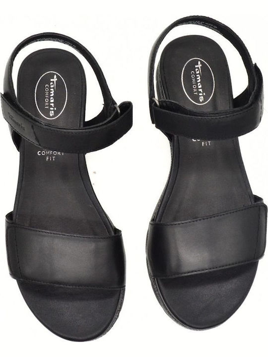 Leather Women's Flat Sandals Black