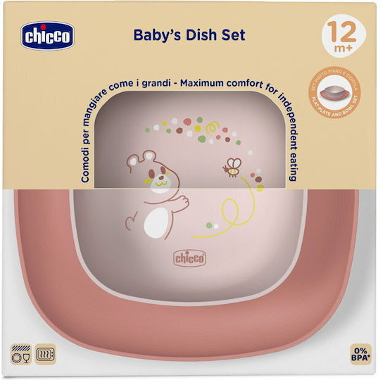 Chicco Set de mâncare pentru copii Roz 2buc