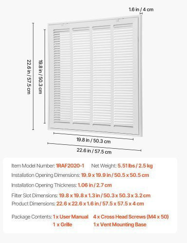 Vevor Vent Louver 50.8x20cm