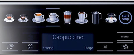 Siemens Eq.6 Automatic Espresso Coffee Machine 1500W Pressure 19bar for Cappuccino with Grinder Black TE658209RW