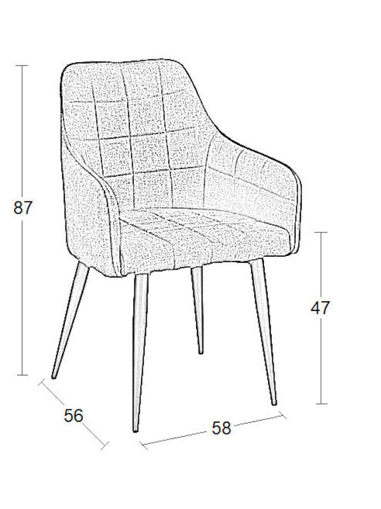 Armchair Visitor Cameron in Black Color 58x56x87cm 1pcs