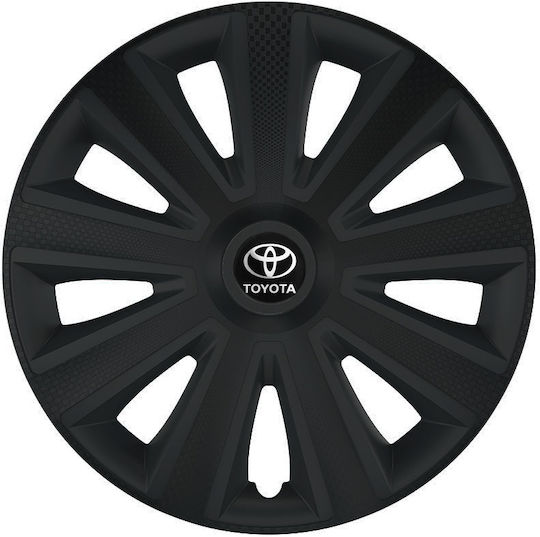 Versaco Car Hubcap Set Aviator Carbon with Toyota Emblem 15" 4pcs Black