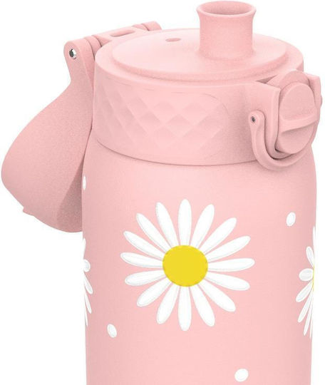 Ion8 Kids Water Bottle Stainless Steel with Straw Non Spill Pink 400ml