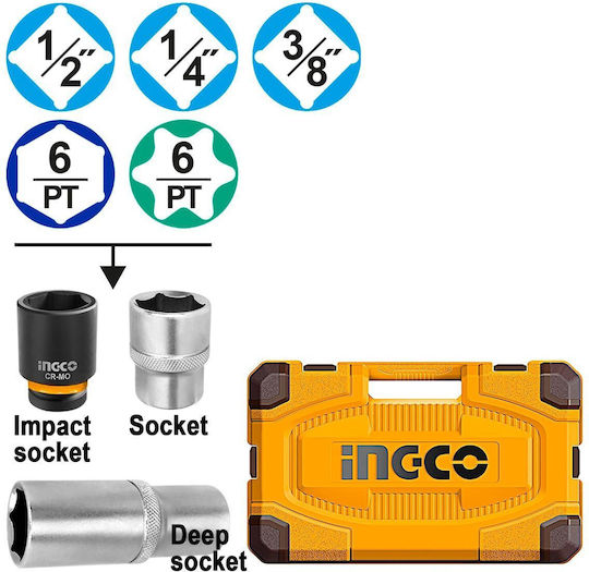 Ingco HKTHP31521 Brushless Μπουλονόκλειδο Μπαταρίας 20V 1x4Ah με Υποδοχή 1/2"