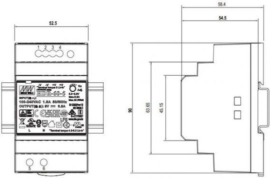 Mean Well Тръбнохранителен блок с изход 15V и мощност 60W 4Спецификация