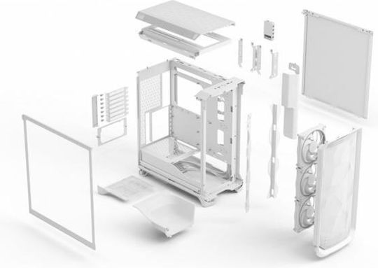 Fractal Design Ambience Pro RGB White TG Clear Tint Gaming Midi Tower Computer Case with Side Window White
