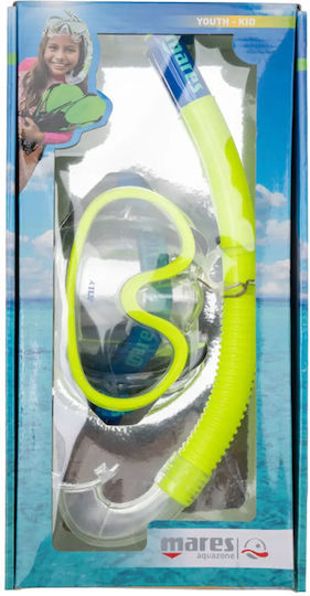 Mares Μάσκα Θαλάσσης με Αναπνευστήρα Παιδική Combo Jelly Snorkerling Lime/Blue/Clear