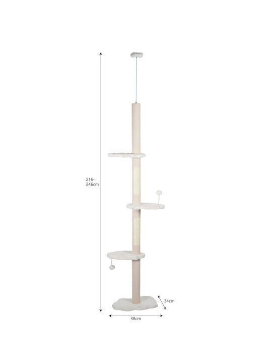 Pole Stâlp pentru zgâriat pisici Copaci pentru pisici Gri 38x34x216cm