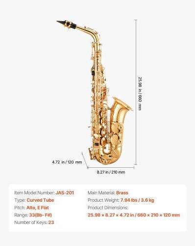 Vevor Alto Saxophone Eb Beginners Case Mouthpiece Wgskszyjedjsfjgju001v0
