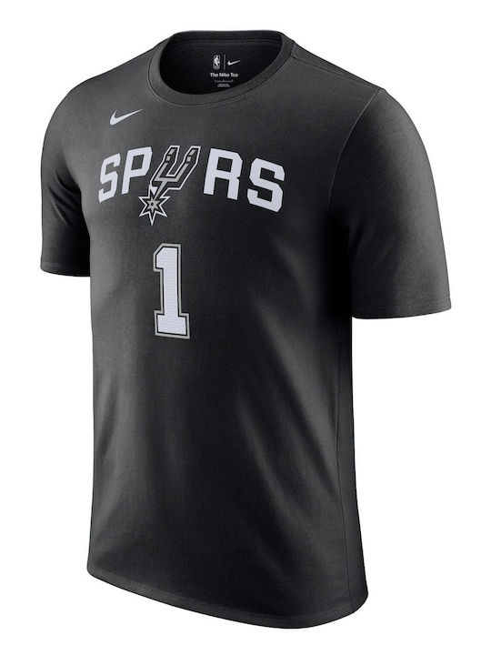 San Antonio Spurs Victor Wembanyama Sportliches T-Shirt Schwarz