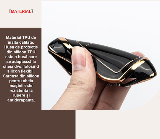 Husă Cheie din Silicon cu 2 Butoane pentru Toyota în Culoarea Negru