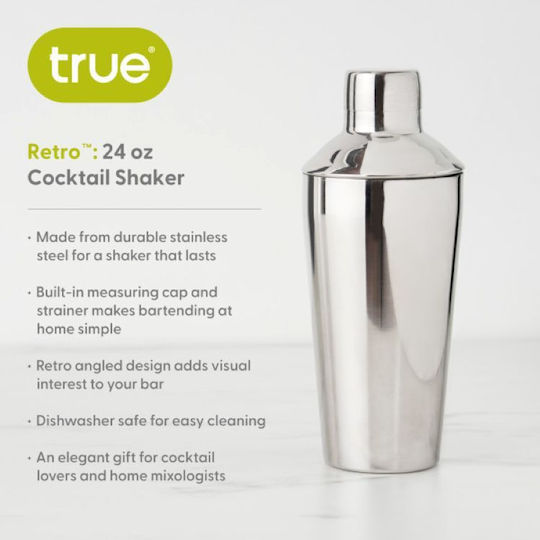 Shaker with Capacity 700ml True Retro Cocktail Shaker