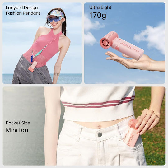 JisuLife Handheld Fan USB Bladeless 7W Pink