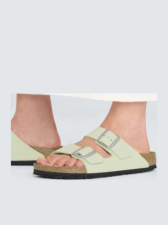 Arizona Nubuk Leather Δερμάτινα Γυναικεία Σανδάλια Πράσινα Narrow Fit
