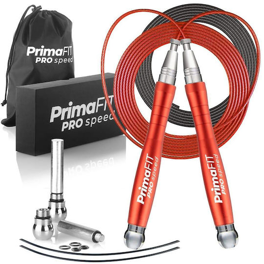 PrimaFit Springseil Fitness mit Gewicht 3m Rot mit einstellbarer Länge