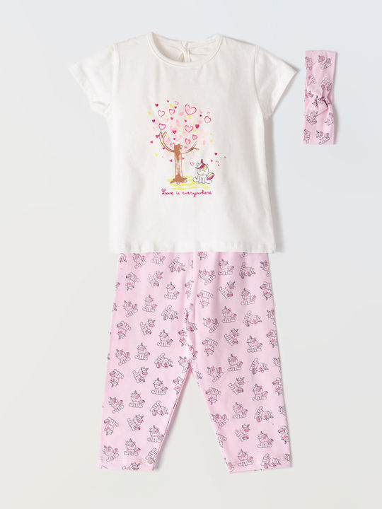 Kinder-Set mit Leggings Sommer 2Stück Cream/Lila
