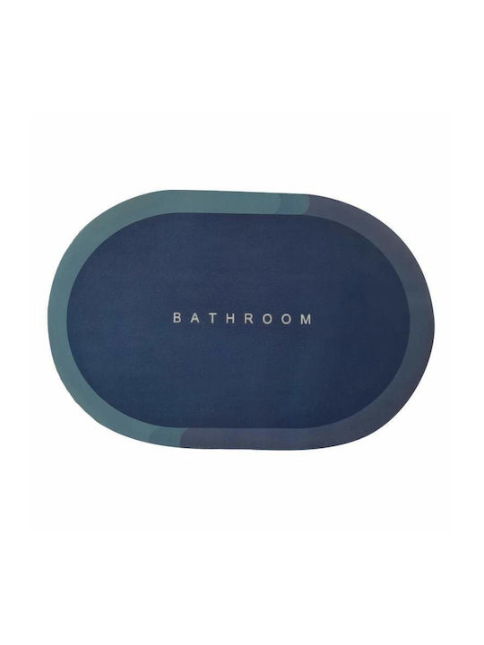 Non-Slip Bath Mat Oval Navy Blue/blue 57.5x40cm