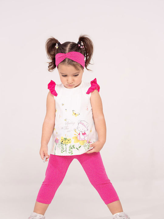 Set pentru copii cu colanți Vară 3buc Fuchsia Bluză