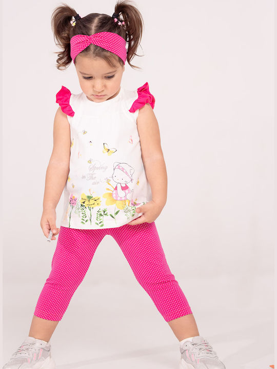 Set pentru copii cu colanți Vară 3buc Fuchsia Bluză