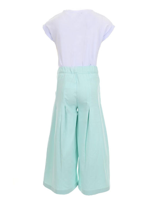 Set pentru copii cu pantaloni Vară 2buc White-Menta