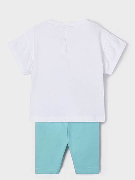 Kids' Set with Leggings Summer 2pcs Turquoise Lovely Cats