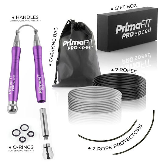 PrimaFit Скоково въже Скоростно с Тегло 3м Лилав с Регулируема дължина