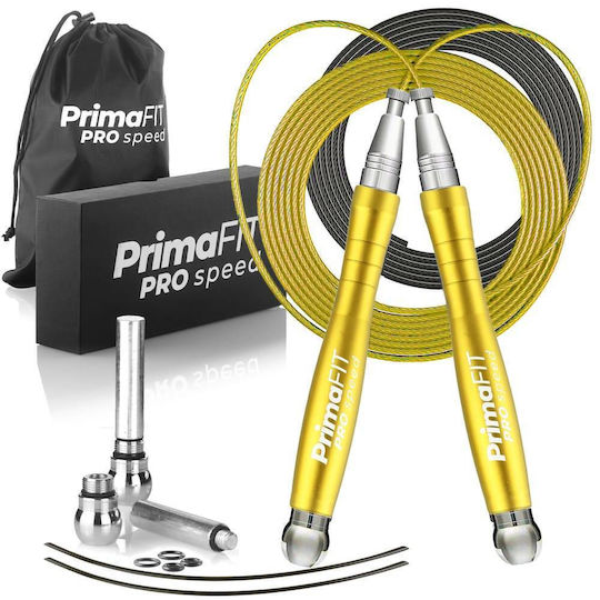 PrimaFit Springseil Fitness mit Gewicht 3m Gold mit einstellbarer Länge