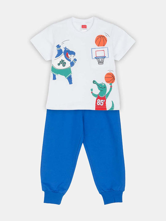 Kinder-Set mit Hose Sommer 2Stück White - Royal Blue